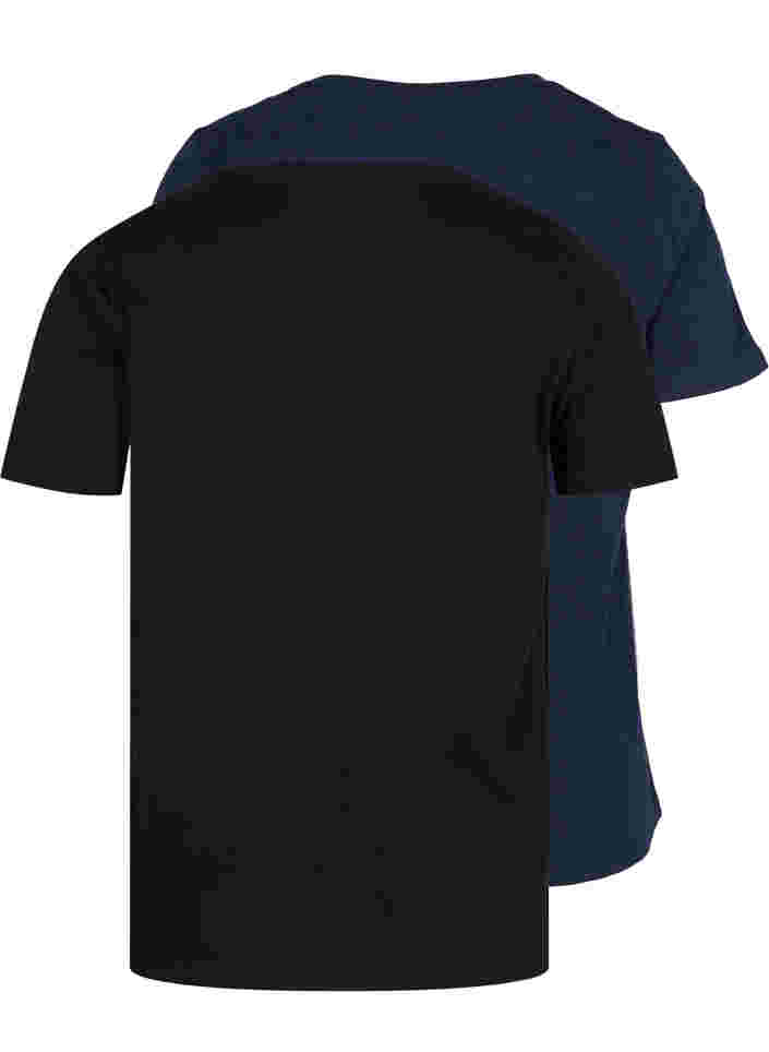 2-pak basis t-shirt i bomuld, Black/Navy Blazer, Packshot image number 1