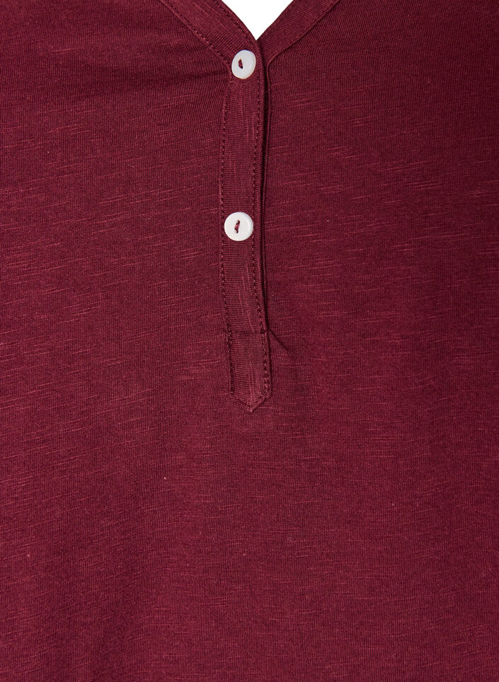 Lang&aelig;rmet t-shirt med V-hals og knapper, R&oslash;d, Packshot image number 2