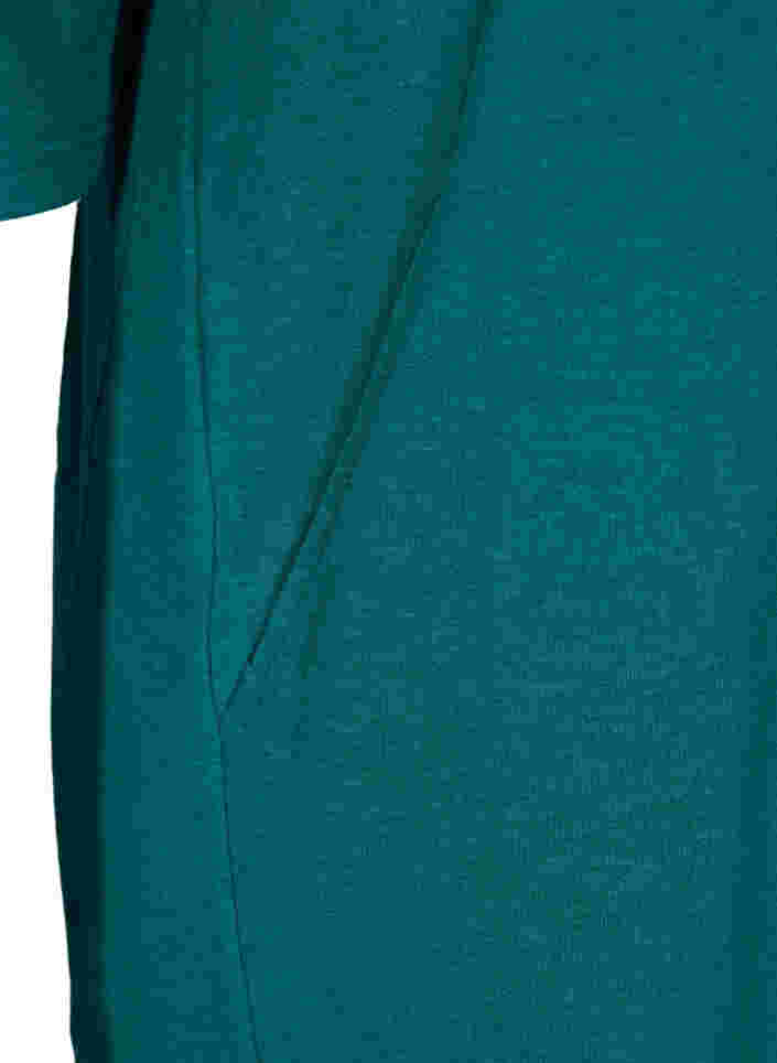 Kampagnevare - Bomulds sweatkjole med lommer og 3/4 ærmer, Teal Green Melange, Packshot image number 3