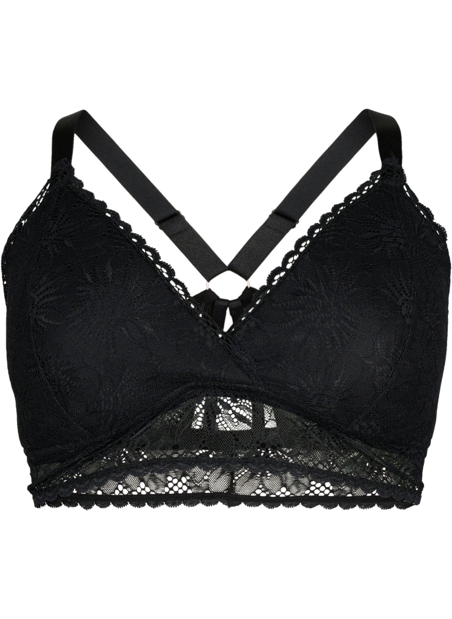 Zizzi Blonde bralette med rygdetalje, Black, Packshot image number 0
