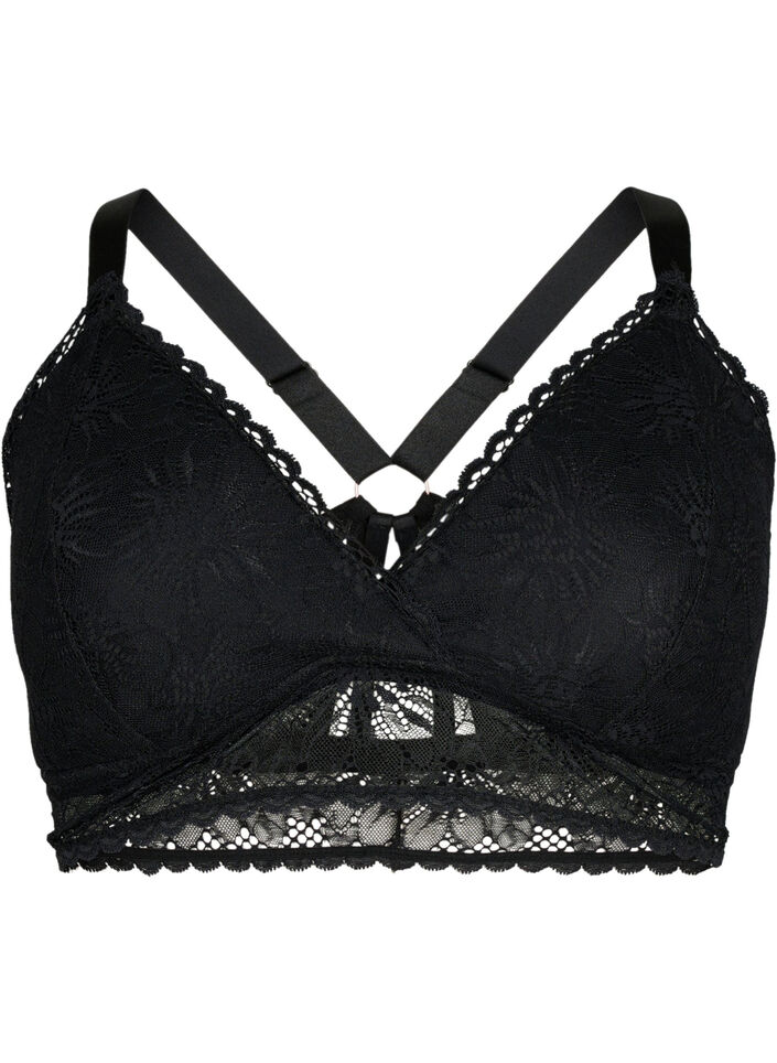 Blonde bralette med rygdetalje, Black, Packshot image number 0