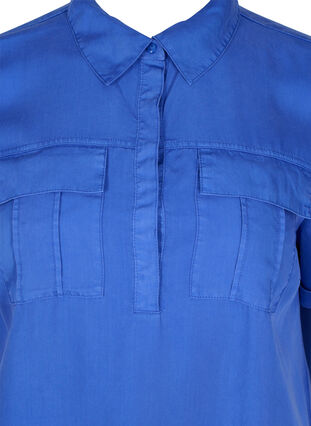 Kortærmet tunika med krave, Dazzling Blue, Packshot image number 2