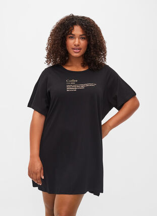 Oversize nat t-shirt i økologisk bomuld, Black W. coffee, Model image number 0