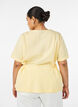 Bluse i bomuldsblanding med V-hals og bindeb&aring;nd, Gul, Model image number 2