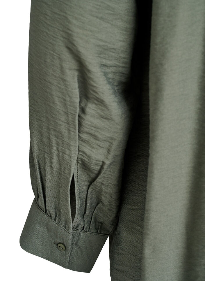 Viskoseskjorte med A-shape, Grøn, Packshot image number 3