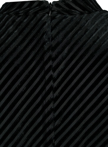Strukturmønstret kjole i velour, Black, Packshot image number 3