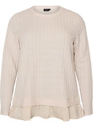 Struktureret bluse med fl&aelig;sekant, Vanilla