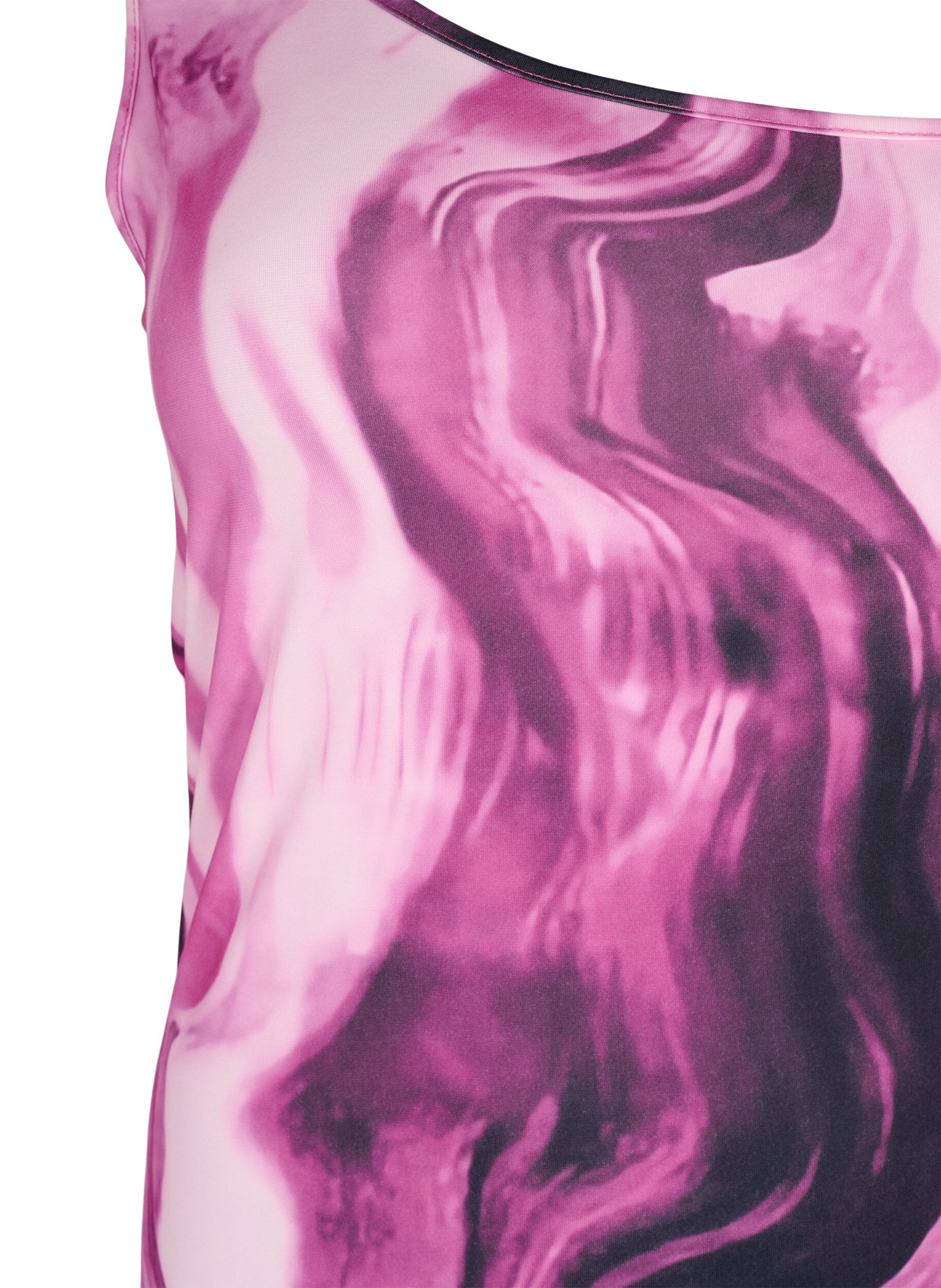 Zizzi T&aelig;tsiddende one-shoulder kjole med print, Raspberry Rose AOP, Packshot image number 2