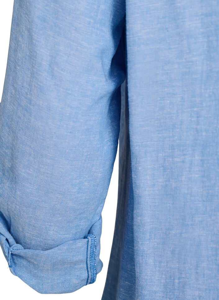 Lang skjorte i h&oslash;r og viskose, Bl&aring;, Packshot image number 3