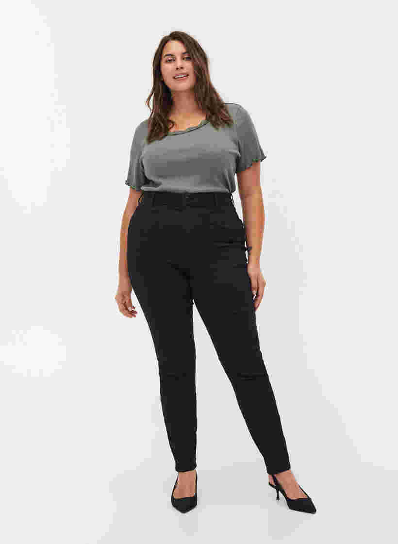 Super højtaljede Bea jeans, Black, Model image number 0