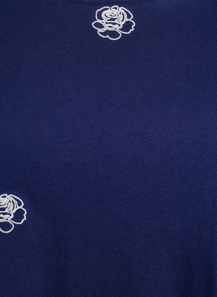 T-shirt i &oslash;kologisk bomuld med broderede motiver, Bl&aring;, Packshot image number 2