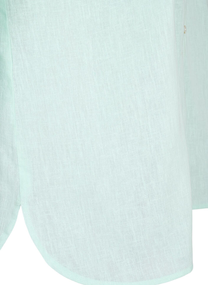 Skjortebluse med knaplukning i bomuldsmix med hør, Brook Green, Packshot image number 3