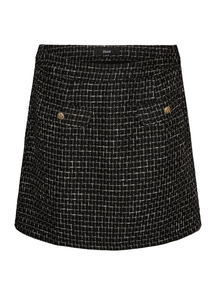 Kort nederdel i boucl&eacute;, Sort, Packshot image number 0