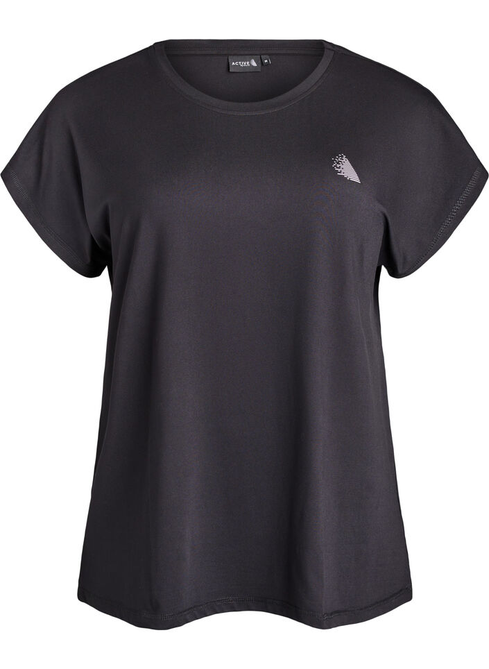 Ensfarvet tr&aelig;nings t-shirt, Sort, Packshot image number 0