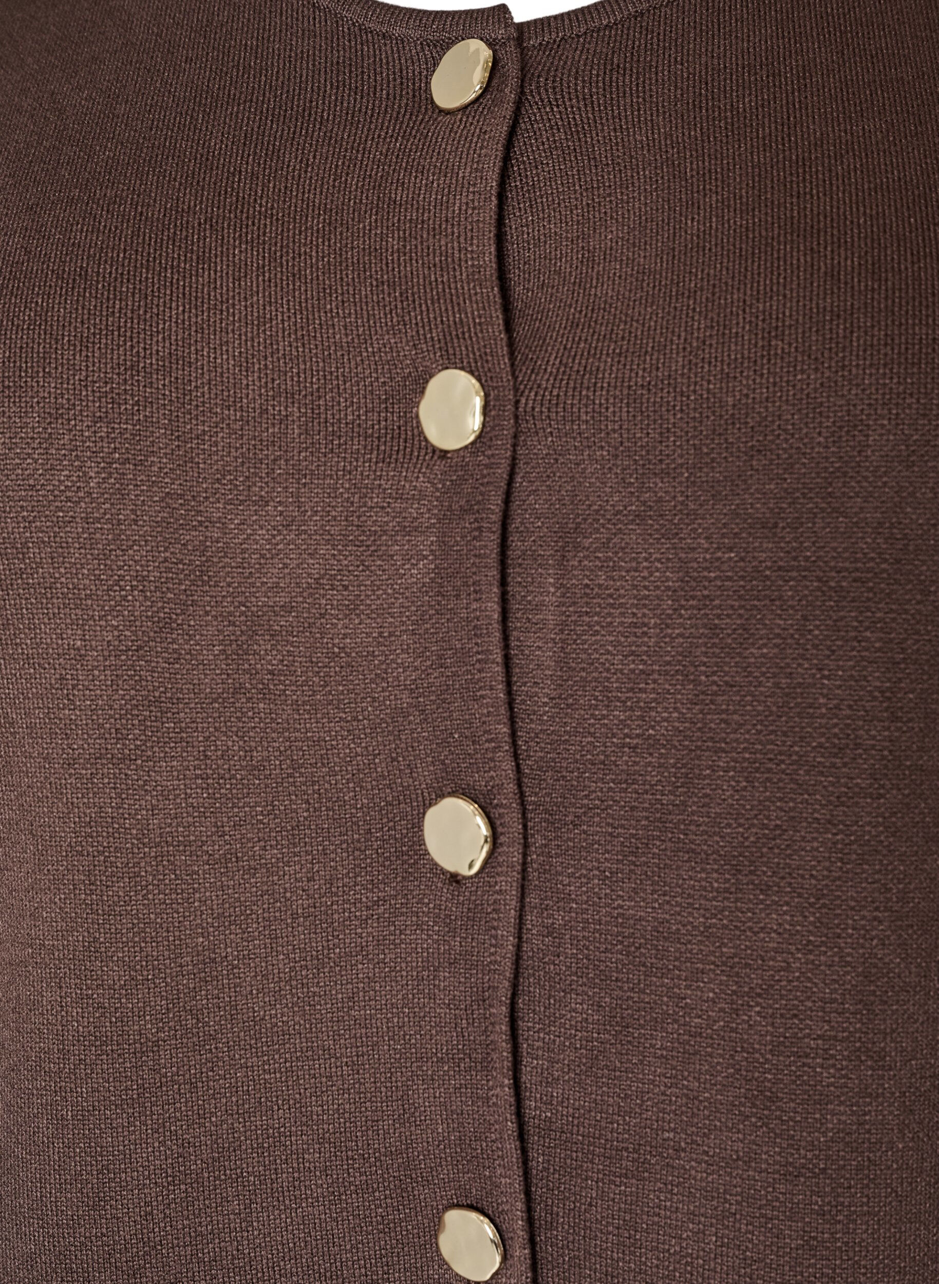 Zizzi&AElig;rmel&oslash;s strikvest med dekorative knapper, Brun, Packshot image number 2