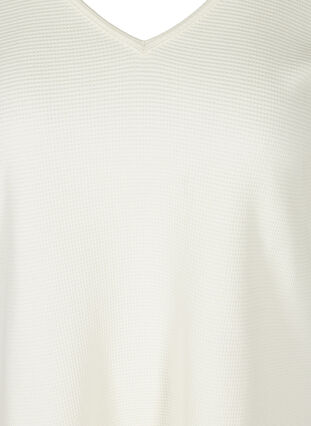 Bomulds bluse med v-hals og 3/4 ærmer, Marshmallow, Packshot image number 2