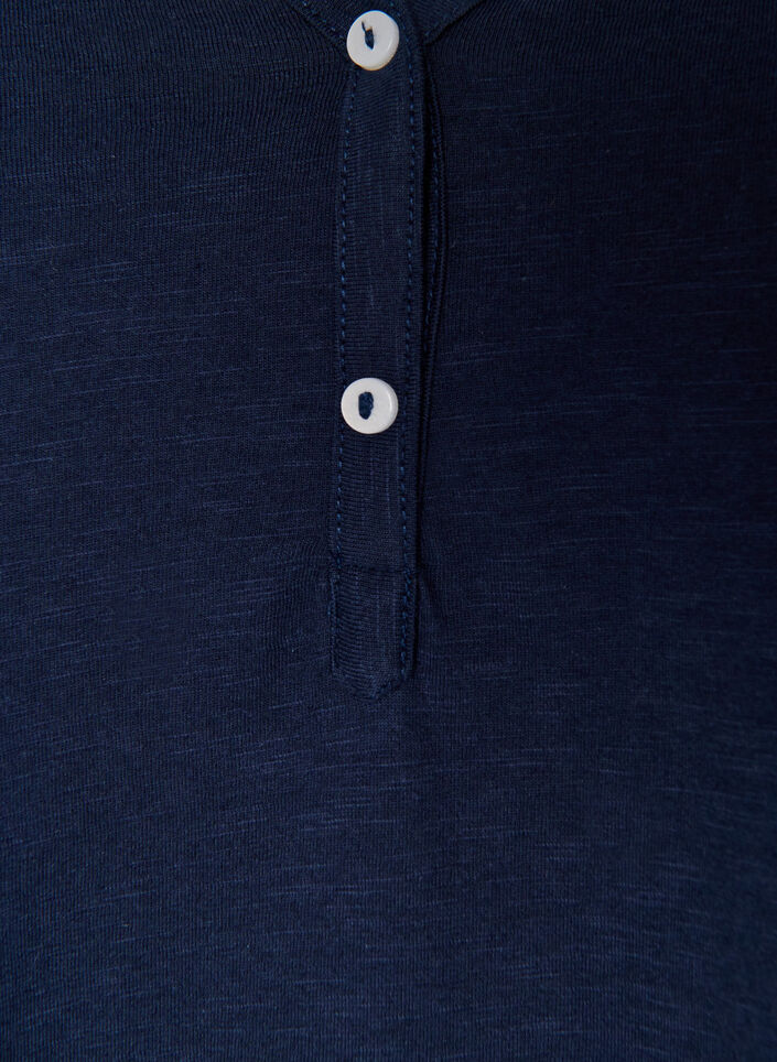 Lang&aelig;rmet t-shirt med V-hals og knapper, Bl&aring;, Packshot image number 2