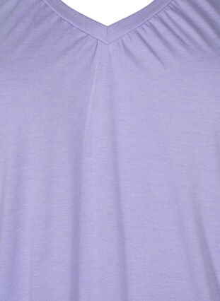 Meleret t-shirt med elastikkant, Lavender Mél, Packshot image number 2