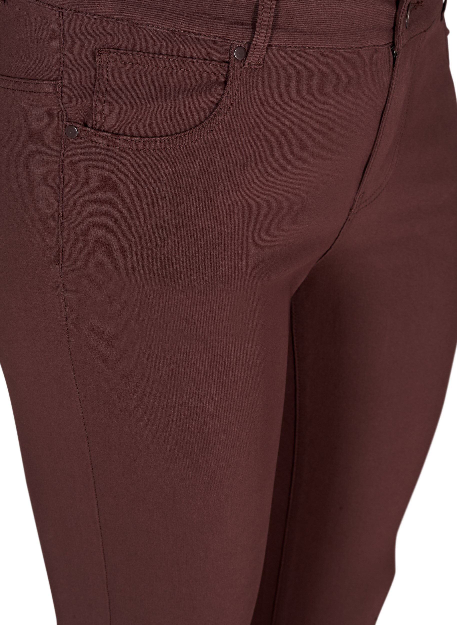 Zizzi Slim fit bukser med lommer, M&oslash;rk Bordeaux, Packshot image number 2