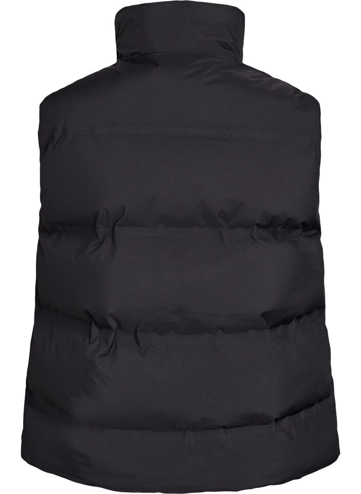 Kort puffervest med h&oslash;j krave, Sort, Packshot image number 1