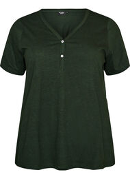 T-shirt med knapdetalje, Gr&oslash;n