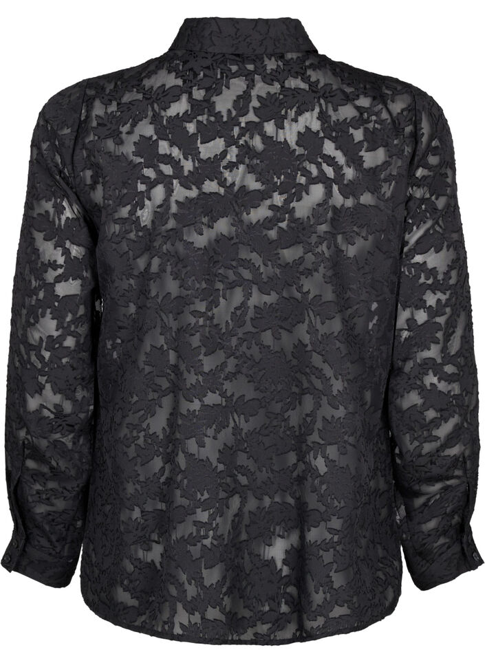 Jacquard skjorte med knapper, Black, Packshot image number 1