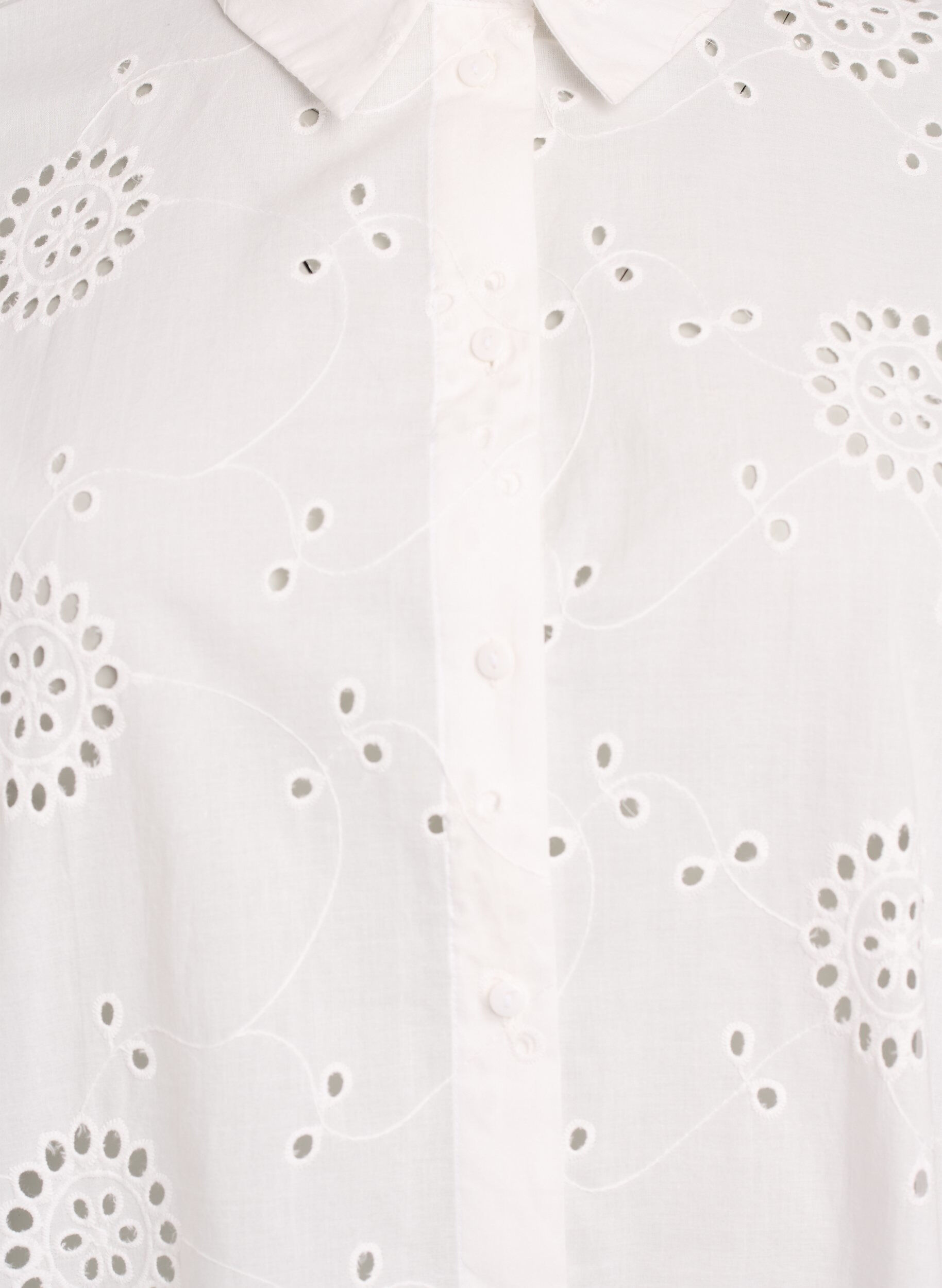 Zizzi Tunika i bomuld med broderie anglaise, Hvid, Packshot image number 2