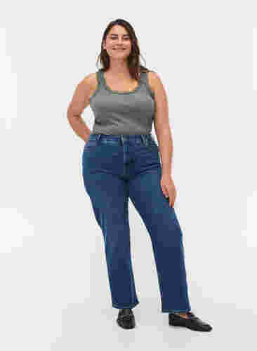 Højtaljede Gemma jeans med push up, Blue denim, Model image number 4