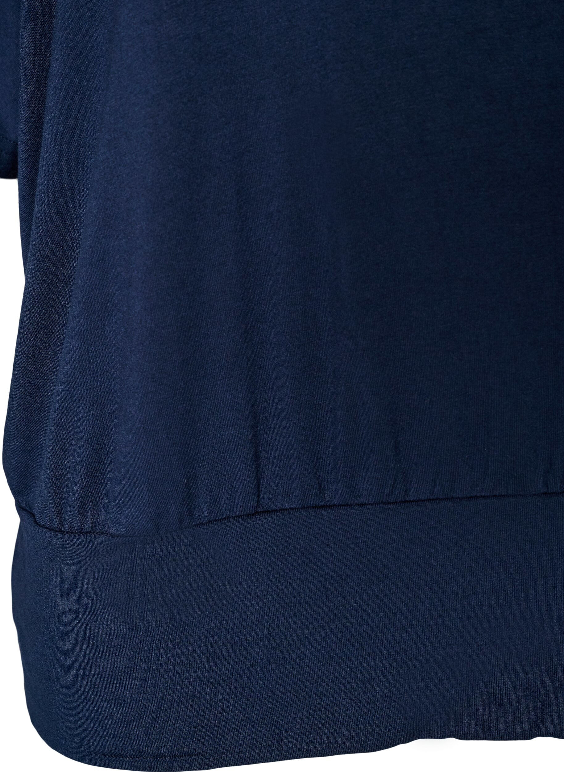 ZizziJerseybluse med albuelange &aelig;rmer og balloneffekt, Bl&aring;, Packshot image number 3