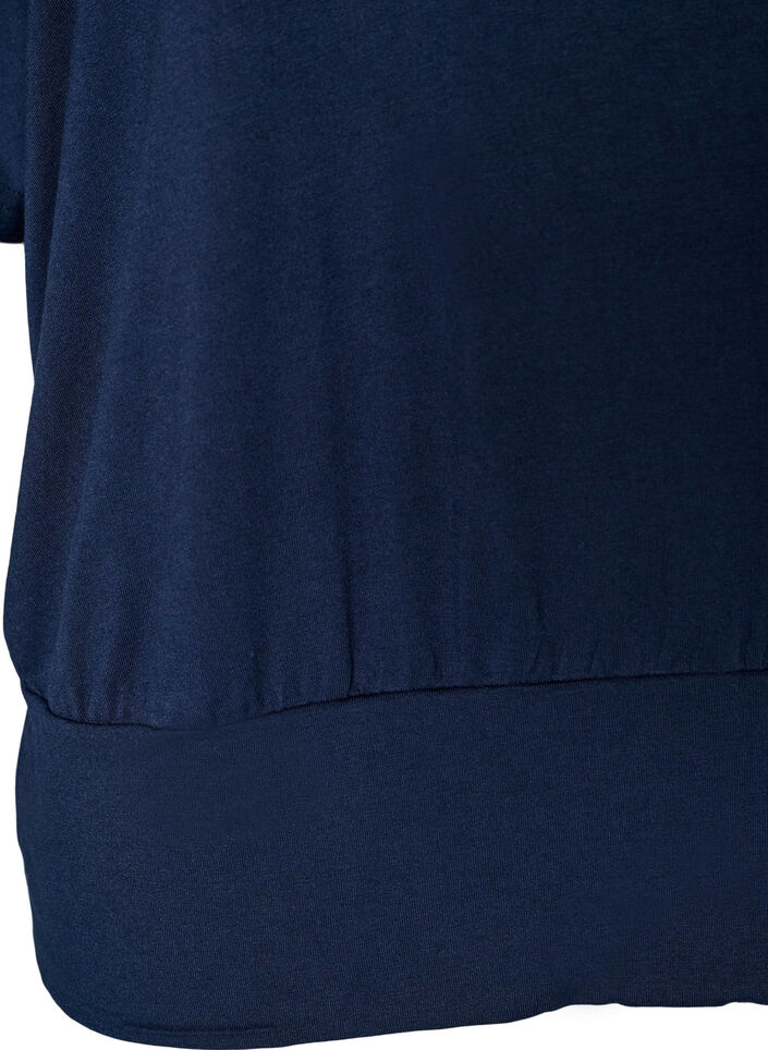 Jerseybluse med albuelange &aelig;rmer og balloneffekt, Bl&aring;, Packshot image number 3