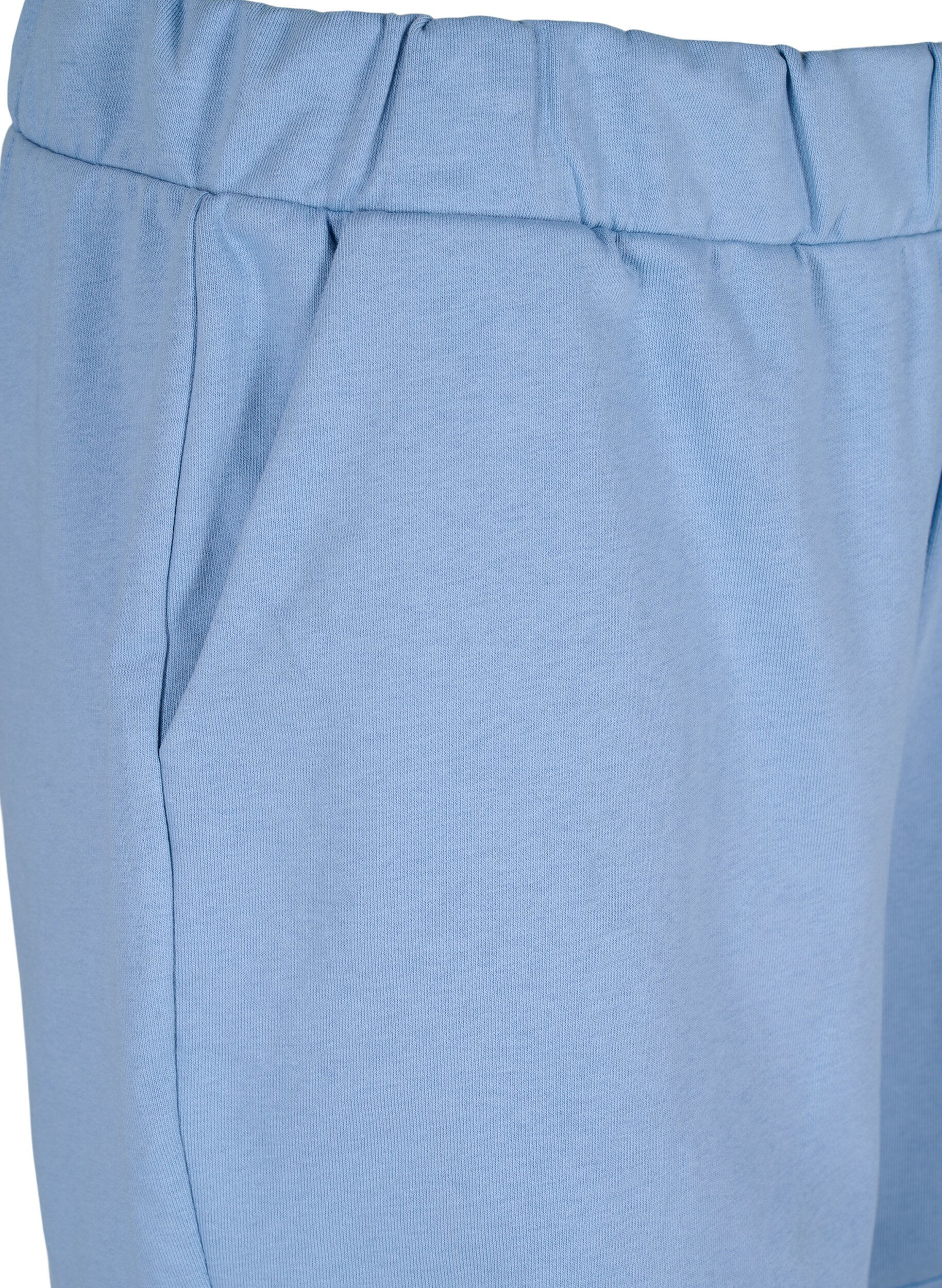 Zizzi Ensfarvede sweatshorts med lommer, Faded Denim, Packshot image number 2
