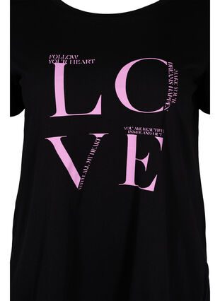 Bomulds t-shirt med print, Black Cyclamen LOVE, Packshot image number 2