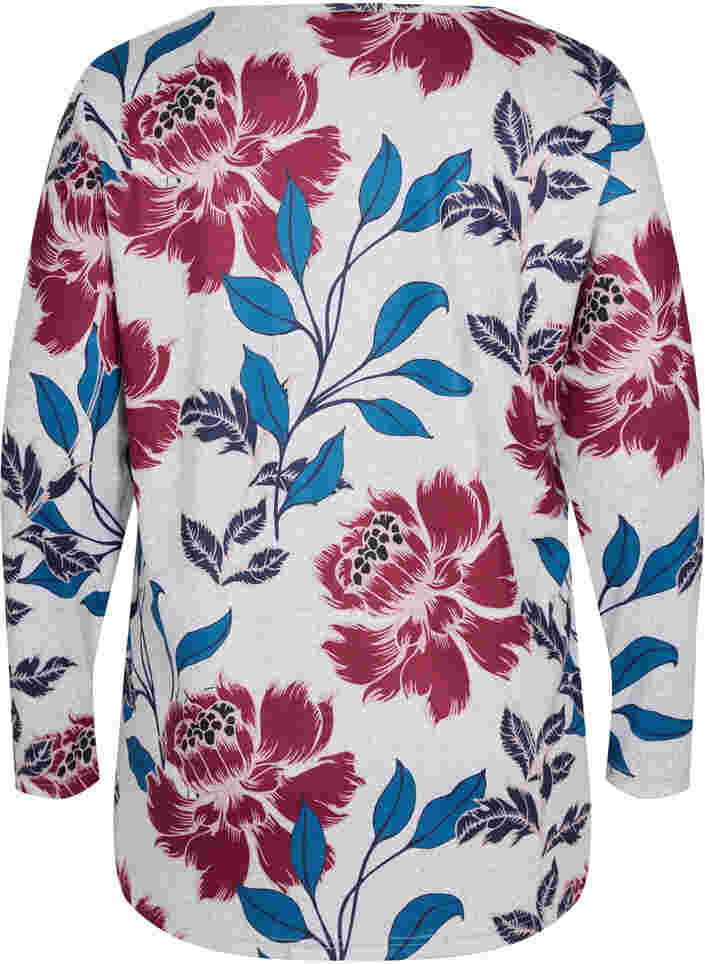 Blomstret bluse med lange ærmer, LGM Flower AOP, Packshot image number 1