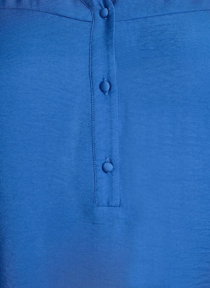 Viskosebluse med smock og rynkedetaljer, Bl&aring;, Packshot image number 2
