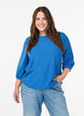 Bluse med struktur og 3/4 &aelig;rmer., Bl&aring;, Model image number 0