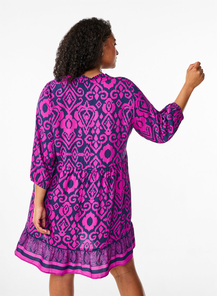 Kort kjole med print og a-shape, Night Sky AOP, Model image number 1