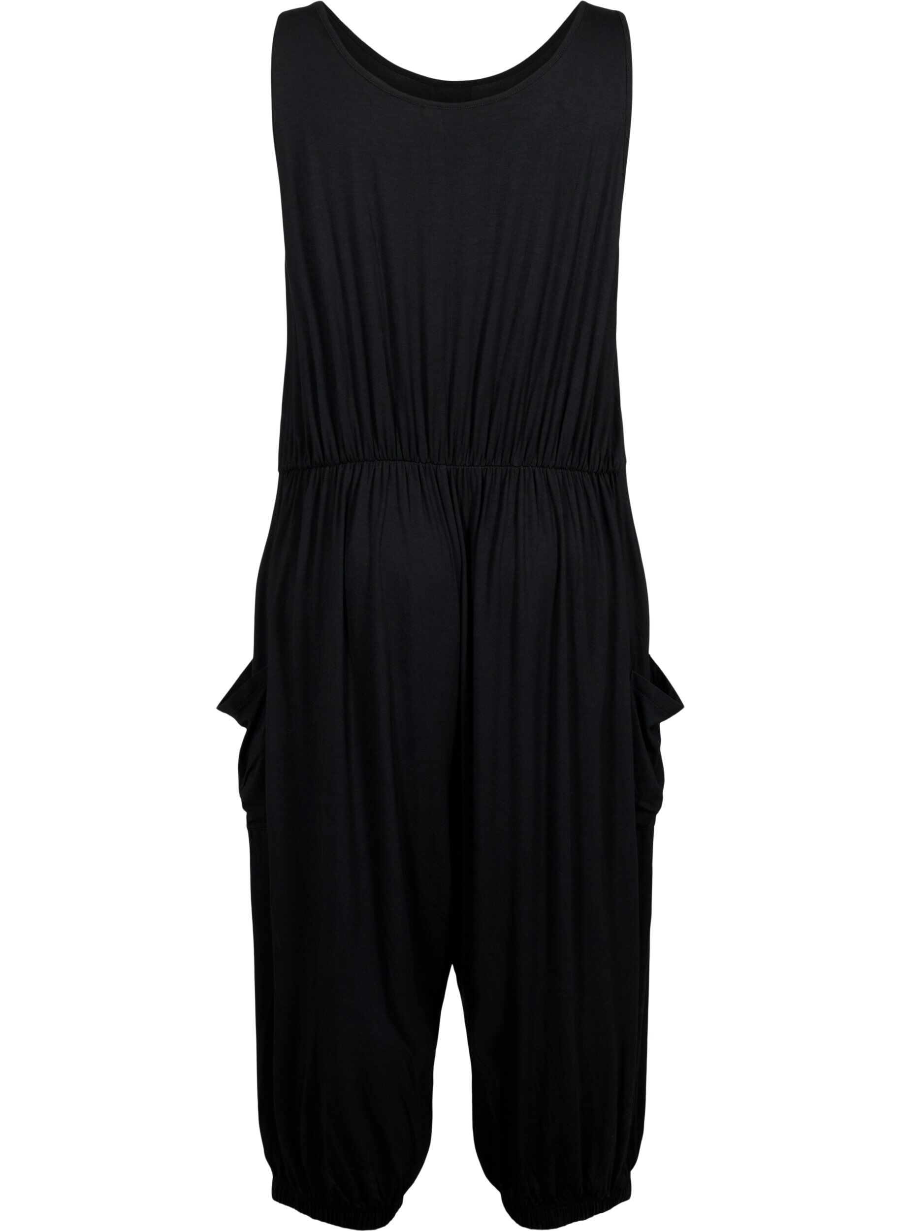 Zizzi &AElig;rmel&oslash;s jumpsuit med lommer, Black, Packshot image number 1