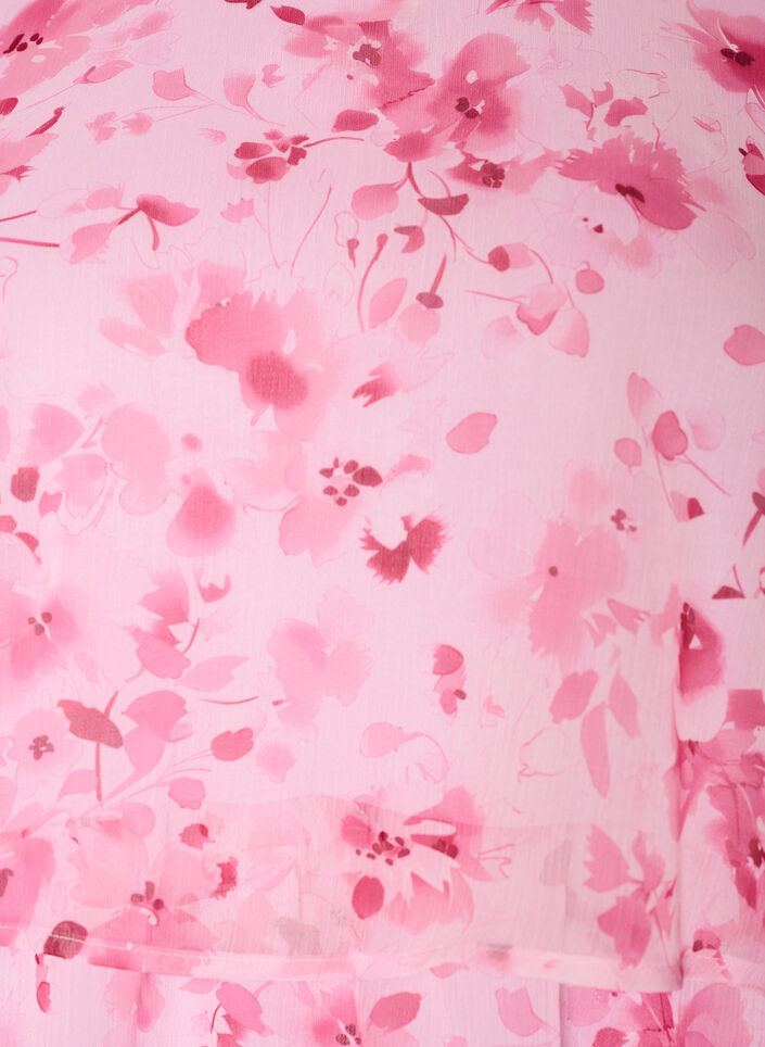 Kort kjole i chiffon-look med blomsterprint og fl&aelig;selag, Lyser&oslash;d, Packshot image number 2