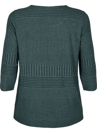 Bluse med 3/4 ærmer og stribet mønster, Scarab Melange, Packshot image number 1