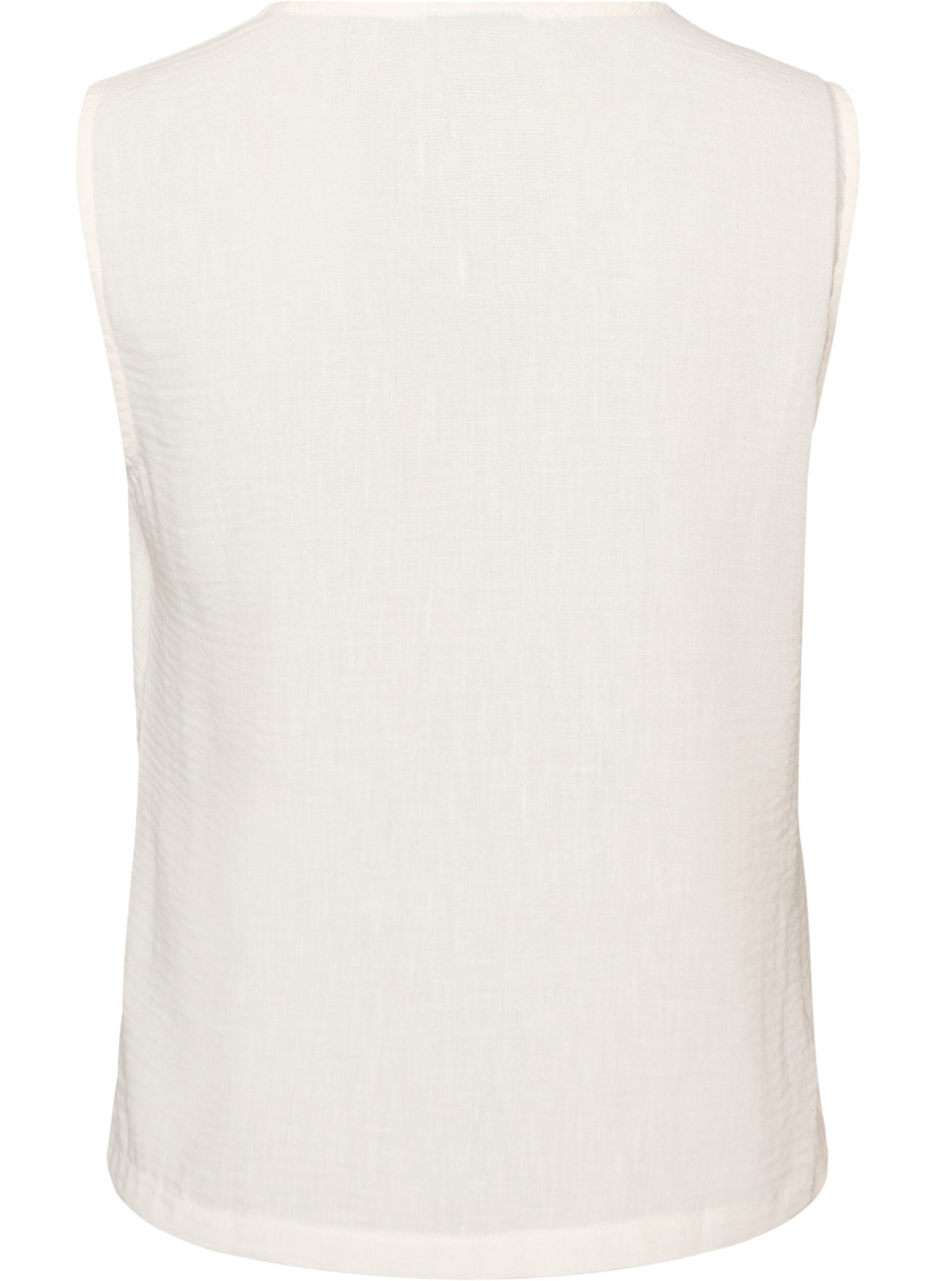 Zizzi&AElig;rmel&oslash;s vest med V-udsk&aelig;ring og knapper, Vanilla, Packshot image number 1