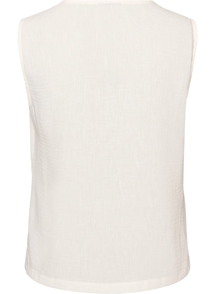 &AElig;rmel&oslash;s vest med V-udsk&aelig;ring og knapper, Vanilla, Packshot image number 1