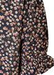 Blomstret viscosebluse med korte &aelig;rmer og smockdetaljer, Bl&aring;, Packshot image number 3