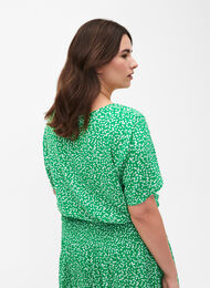 FLASH - Kortærmet bluse i viskose med print, Bright Green Wh.AOP, Model