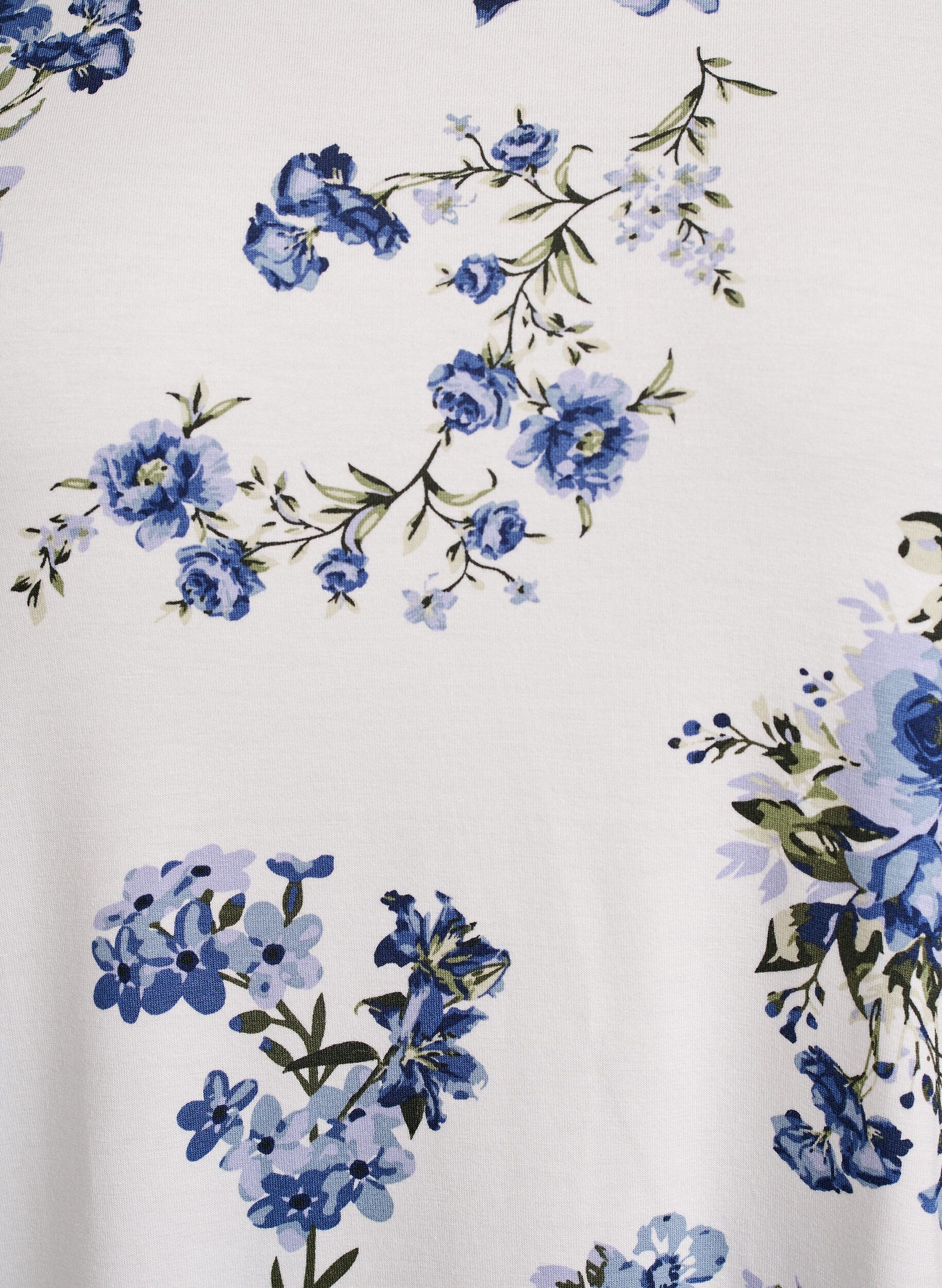 Zizzi T-shirt med blomsterprint, Vanilla, Packshot image number 2