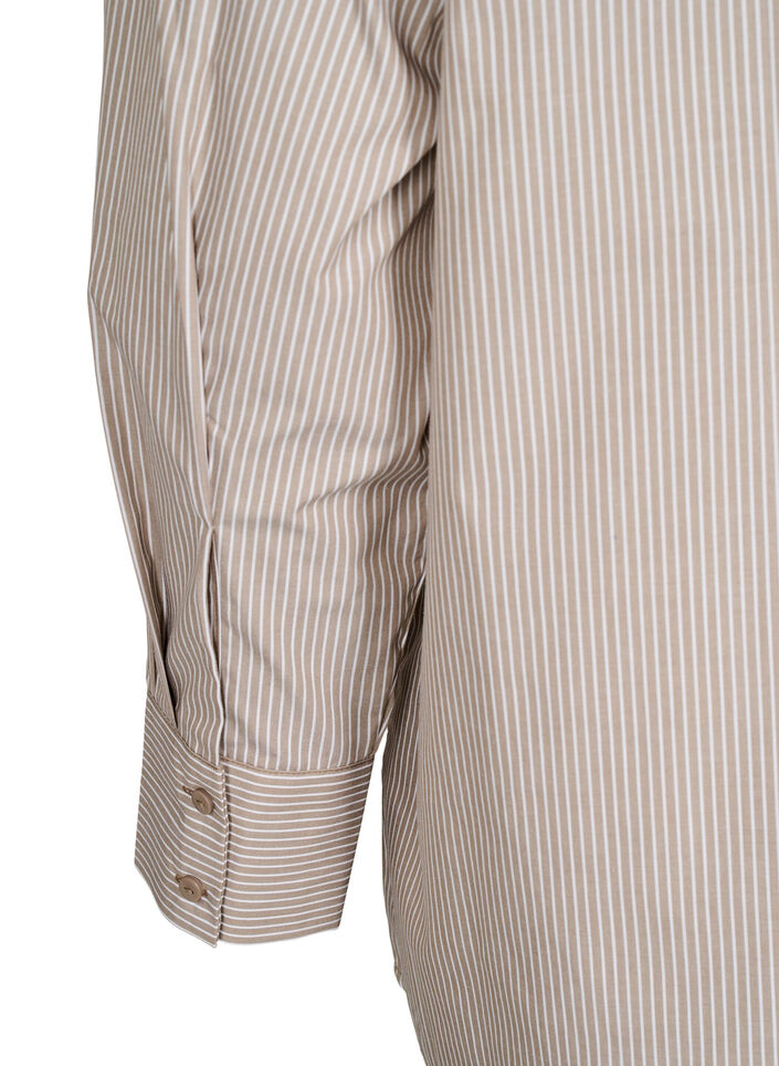 Løs langærmet skjorte med striber, Brun, Packshot image number 3