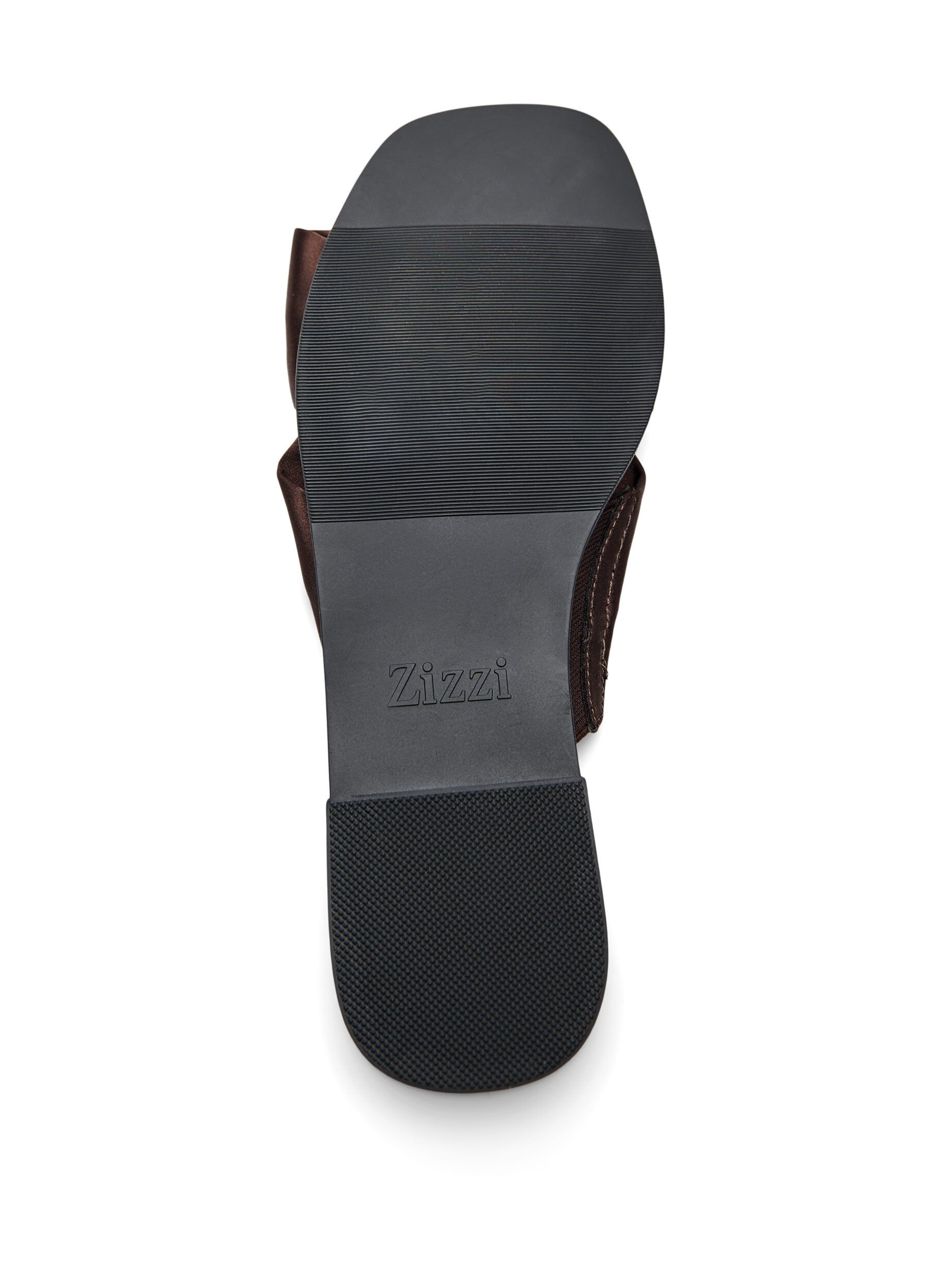 Zizzi Flade sandaler med krydsede satin-stropper, Brun, Packshot image number 4