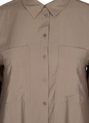 Lang viskose skjorte med lommer og slids, Brindle, Packshot image number 2