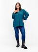 Ensfarvet bluse med v-hals, Deep Teal, Model image number 2