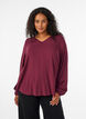 Viskosebluse med V-hals og lange &aelig;rmer, R&oslash;d, Model image number 0