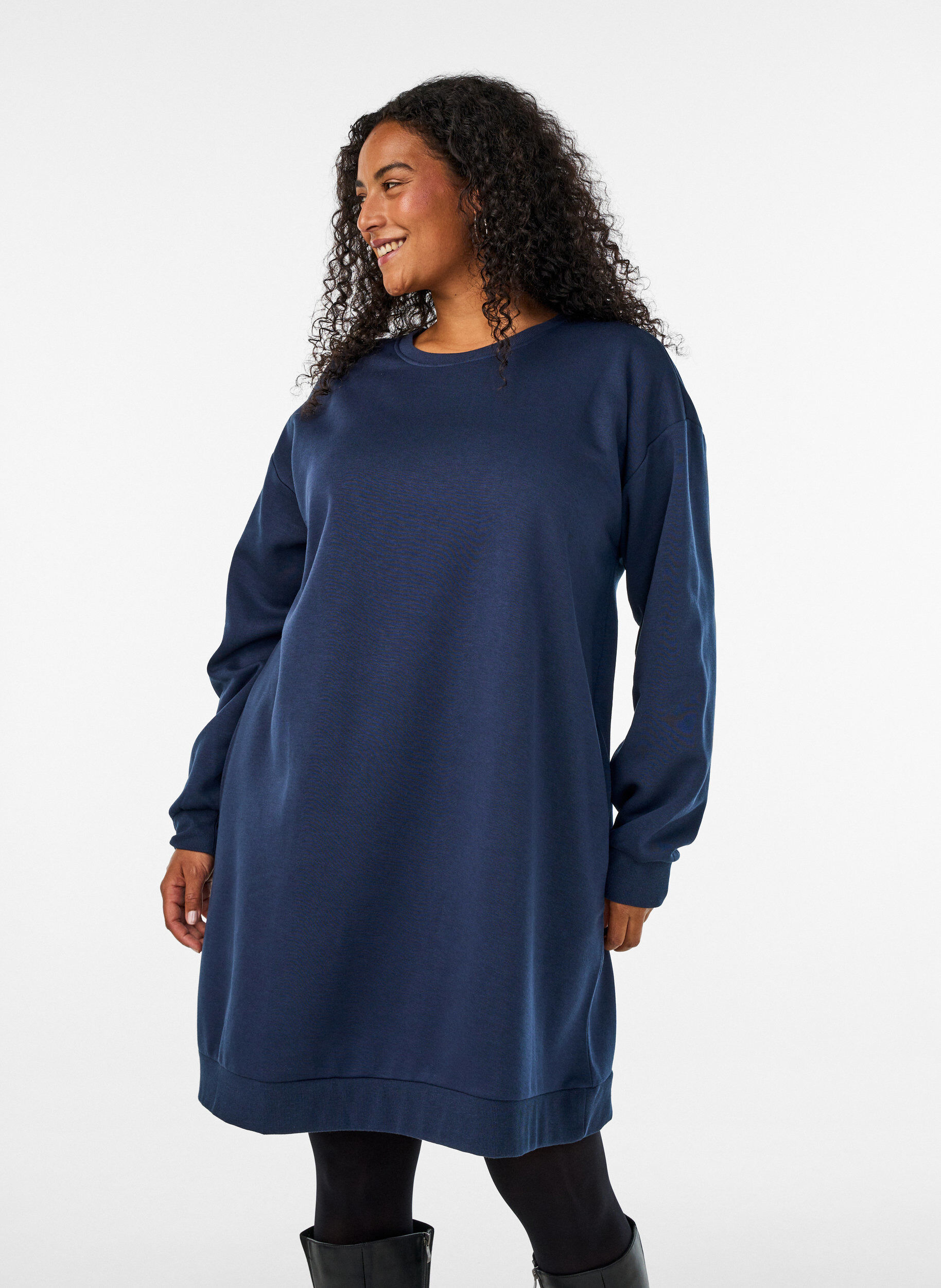 ZizziL&oslash;s sweatkjole med lommer, Bl&aring;, Model image number 0
